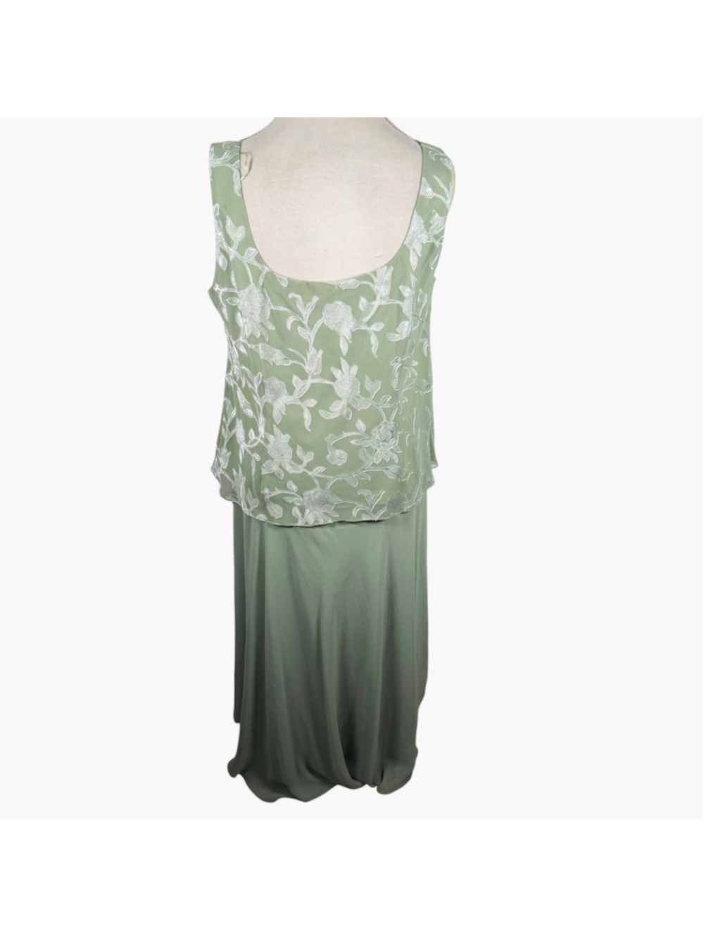 Alex Evenings Mother of the Bride Twin Skirt Set Green Embroidered Chiffon 1X - Picture 6 of 14